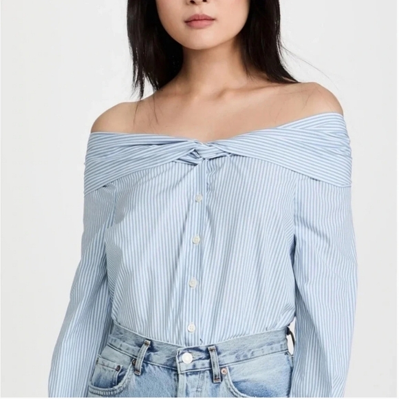 Jonathan Simkhai Tops - Jonathan Simkhai Striped Off-Shoulder Blouse